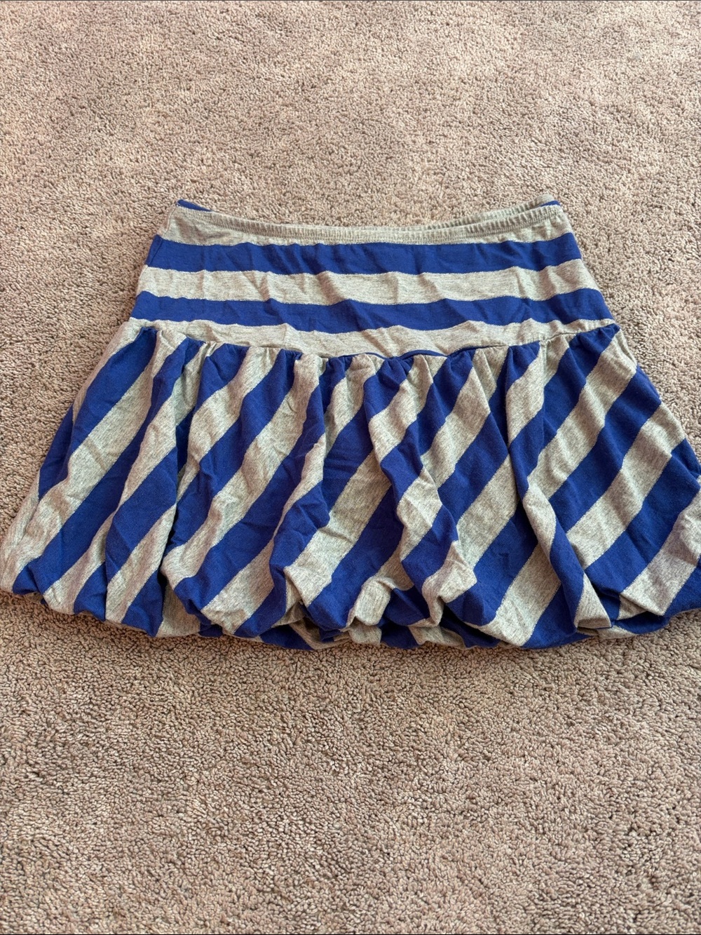 Limited Too Striped Blue and Gray Bubble Hem Skirt